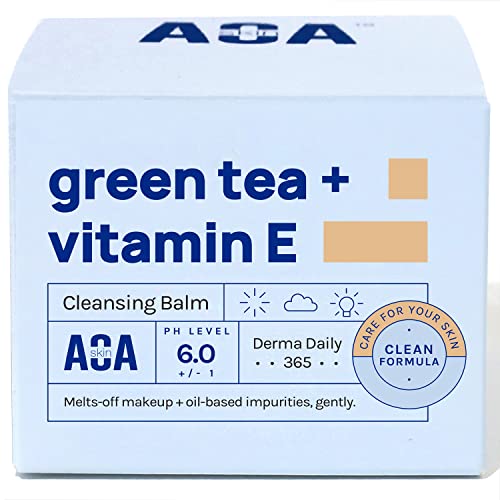 AOA STUDIO Skin Green Tea & Vitamin E Cleansing Balm, Melting Balm to Oil for Makeup Remover, Double Cleansing, Face Wash Cleanser All Skin Type 3.38 Fl Oz, 100 ml