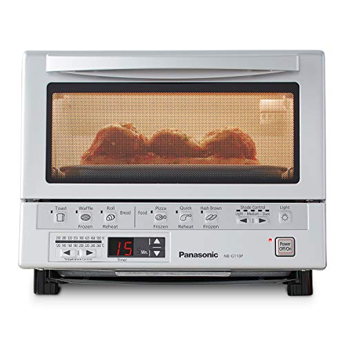 Panasonic Toaster Oven FlashXpress with Double Infrared Heating and Removable 9 Inner Baking Tray, 1300W, 12 x 13 x 10.25 inches, Silver