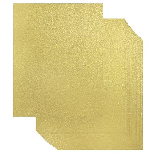 Gold Glitter Cardstock Paper, Double Sided Gold Glitter Paper for DIY Projects, 20 Sheets Gold Sparkle Card Stock for Crafts and Cricut, 250GSM