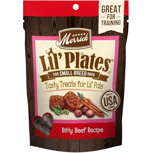 Merrick Lil’ Plates Grain Free Small Dog Treats, Natural Training Treats For Small Dogs, Bitty Beef Recipe - 5 oz. Pouch