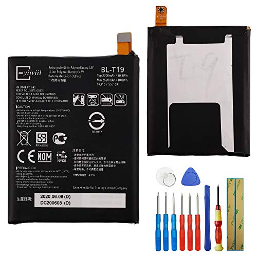 E-YIIVIIL for Google Nexus 5X H791 H790 Replacement Battery BL-T19 2620mAh 3.8V Internal Battery+ Tools