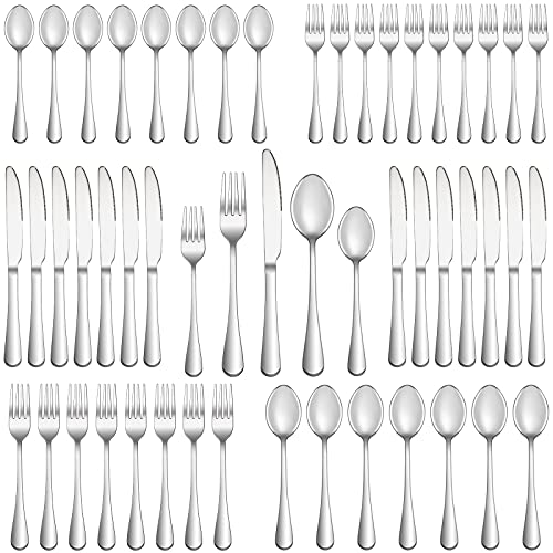 50 Piece Silverware Set Service for 10,Premium Stainless Steel Flatware Set,Mirror Polished Cutlery Utensil Set,Durable Home Kitchen Eating Tableware Set,Include Fork Knife Spoon Set,Dishwasher Safe