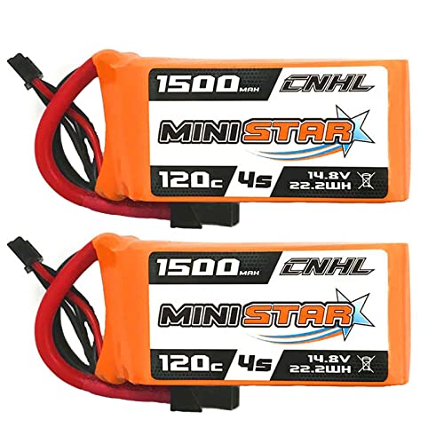 CNHL 1500mAh 4S Lipo Battery 120C 14.8V Lipo Battery with XT60 for FPV Racing,RC Quadcopter Helicopter Airplane RC Boat RC Car RC Models Multi-Motor Hobby DIY Parts(2 Packs)