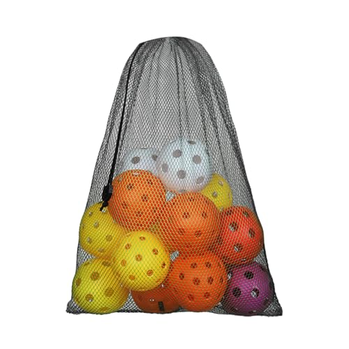 GSE 18'x12' Mesh Drawstring Bag for Baseballs, Softballs, Tennis, Pickleball Balls, Golf Balls. Mesh Sports Equipment Bag with Lock for Gym Training, Toys, Beach, Laundry (Black)