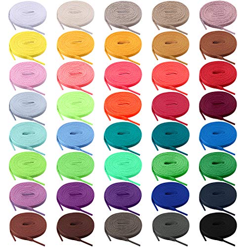 BQTQ 40 Pairs Colored Shoe laces Flat Shoelaces Colorful Shoe Lace Multipack Flat Shoestrings for Sneakers Skates Sport Shoes Boots, 35 Inches