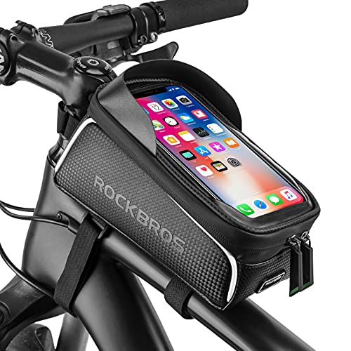 ROCKBROS Bike/Bicycle Phone Front Frame Bag, Waterproof, Tube Bag,Cycling Pouch, Cycling Gifts for Men Compatible Phone Under 6.5”