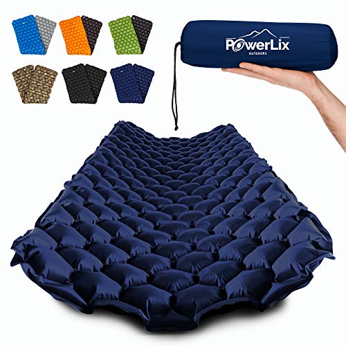 POWERLIX Ultralight Sleeping Pad for Camping with Inflating Bag, Carry Bag, Repair Kit – Compact Lightweight Camping Mat, Outdoor Backpacking Hiking Traveling Airpad Camping Air Mattress