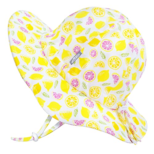 JAN & JUL Cotton Foldable Baby Newborn Sun-Hat for Girl with Strap (S: 0-6 Months, Lemons)