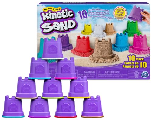 Kinetic Sand, Castle Containers 10-Color Pack Colored Sand for Party Favors, Goodie Bags, Sensory Toys for Kids Aged 3 and up