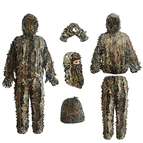 LYLPYHDP Ghillie Suit, Kids Adult 3D Leafy Camouflage Clothing, Camo Suit for Turkey Hunting, Hunting Suit for Outdoor Game and Halloween