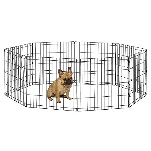 New World Pet Products 24' Foldable Black Metal Dog Exercise Pen No Door