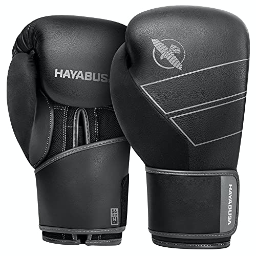 Hayabusa S4 Leather Boxing Gloves for Women & Men - Black, 14 oz