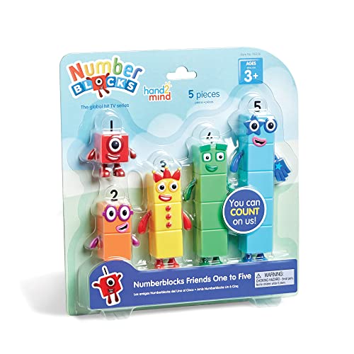 hand2mind Numberblocks Friends One to Five Figures, Cartoon Action Figure Set, Toy Figures, Play Figure Playsets, Small Figurines for Kids, Number Toys, Math Toys for Kids 3-5, Birthday Gifts for Kids