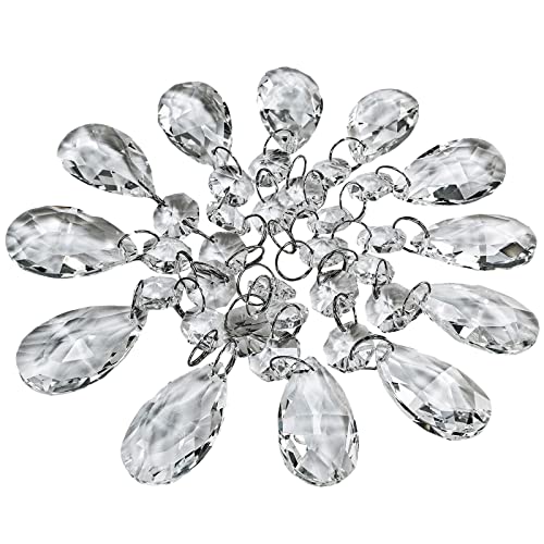 Supla 24 Pcs Teardrop Chandelier Prisms Candle Chandelier Crystal Pendants Glass Pendant Beads 1.5' for Chandelier Lights Suncatchers