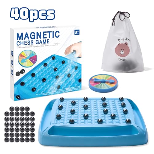 2024 New Magnetic Chess Game,Magnetic Chess Fun Family Games for Kids and Adults,Magnet Chess Game with 40Pcs Magnetic Stones,Table Top Magnetic Board Game,2-4 Players