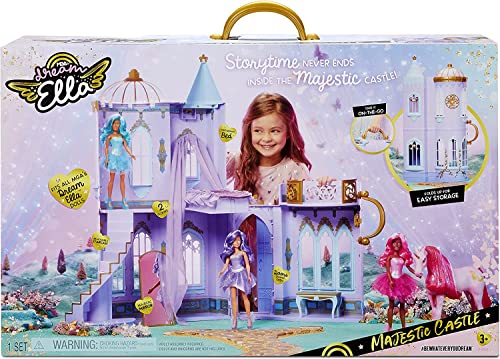 MGA Dream Ella Majestic Castle Playset, Fits 11.5' Fashion Dolls, Furniture & Accessories, Portable 35' H x 18' W Dollhouse Play Pretend Gift for Kids, Toys for Girls & Boys Ages 3 4 5+ Years