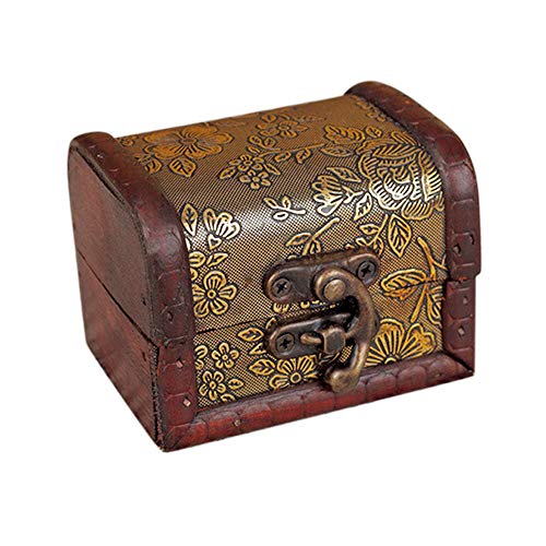 Yu2d Decorative Trinket Jewelry Storage Box Handmade Vintage Wooden Treasure Case