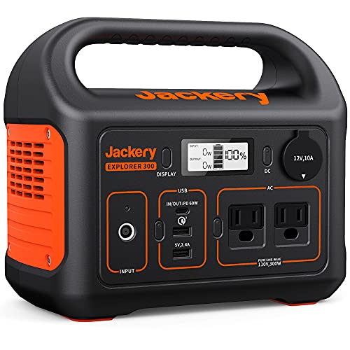 Jackery Portable Power Station Explorer 300, 293Wh Backup Lithium Battery, Solar Generator for Outdoors Camping Travel Hunting Blackout (Solar Panel Optional)