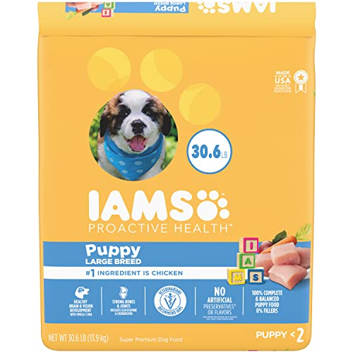 IAMS Proactive Health Puppy Food Large Breed Dry Dog Food with Real Chicken, 30.6 lb. Bag