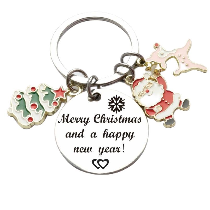 PumGo New Year exquisite decorations, Exquisite hanging decoration stainless steel Christmas carving keychain hanging (Christmas)