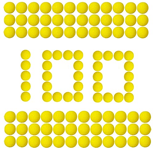 LemoHome Yellow Bulk Foam Bullet Ball 100-Round Replacement Refill Pack, Compatible with Nerf Rival Blasters Prometheus, Apollo, Zeus, Khaos, Atlas, Artemis, Kronos & Nemesis (Yellow-100)