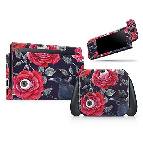 Design Skinz - Compatible with Nintendo Switch Console Bundle - Skin Decal Scratch-Resistant Removable Vinyl Wrap Cover - Abstract Roses with Eyes