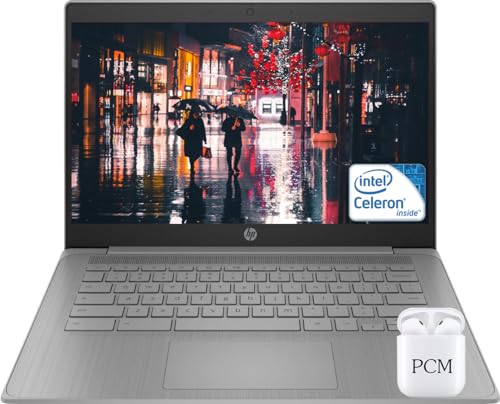 HP Newest Chromebook Laptop Computer, 14” HD Display Light PC, Intel Celeron N4120 Quad-Core, 4GB DDR4 RAM, 64GB eMMC, USB-C, Wi-Fi 5, Bluetooth, Webcam, Long Battery Life, Chrome OS, Gray, PCM