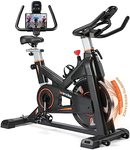 Exercise Bike, WENOKER Magnetic Resistance Stationary Bike for Home, Indoor Bike with Whisper Quiet, Heavy Flywheel and Upgraded LCD Monitor (Newest Version)