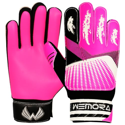 WEMORA Soccer Goalie Gloves for Kids Youth Junior Boys 4mm Anti Slip Latex Palm Grips Football Goalkeeper Gloves