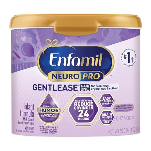 Enfamil NeuroPro Gentlease Baby Formula, Brain Building DHA, HuMO6 Immune Blend, Designed to Reduce Fussiness, Crying, Gas & Spit-up in 24 Hrs, Gentle Infant Formula Powder, Baby Milk, 19.5 Oz Tub