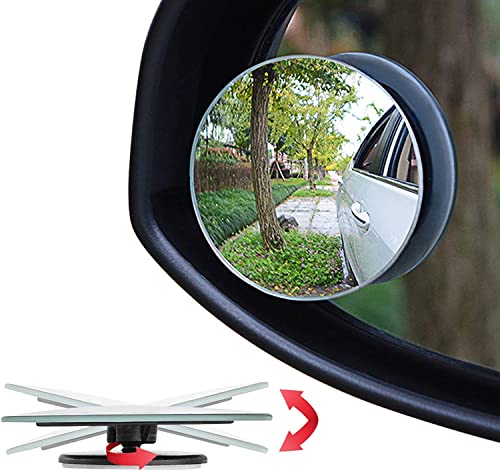 Ampper Blind Spot Mirror, 2' Round HD Glass Frameless Convex Rear View Mirror, Pack of 2