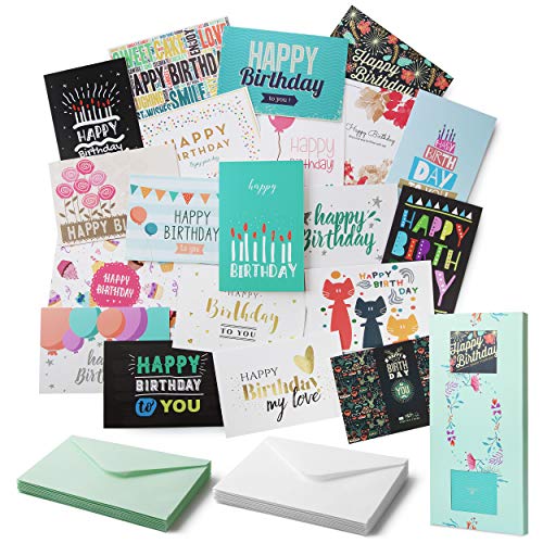 Mr. Pen Assorted Color Birthday Cards, 20 Pack, 4 x 6 Inches, Blank Inside, Includes Envelopes
