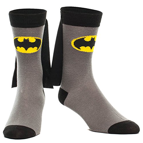 Batman Cape Crew Sock, Gray, Fits Shoe Size 8-12