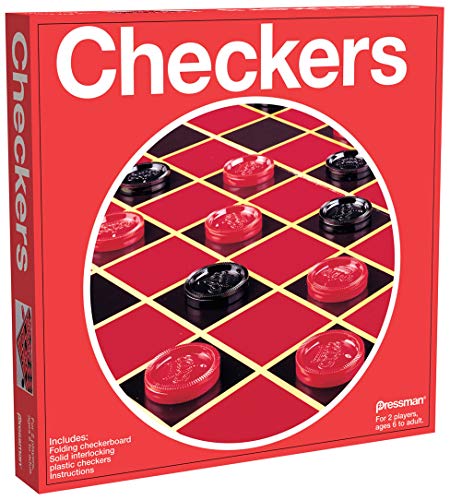 Pressman Checkers -- Classic Game With Folding Board and Interlocking Checkers ,5'