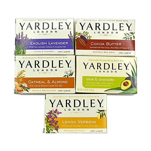 Yardley London Soap Bath Bar Bundle - 10 Bars: English Lavender, Oatmeal and Almond, Aloe and Avocado, Cocoa Butter, Lemon Verbena 4 Ounce Bars (Pack of 10, Two of each)
