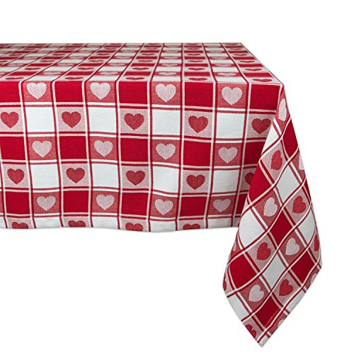 DII Valentine's Day Tablecloth Check Collection, Tablecloth, 52x52, Checkered Hearts
