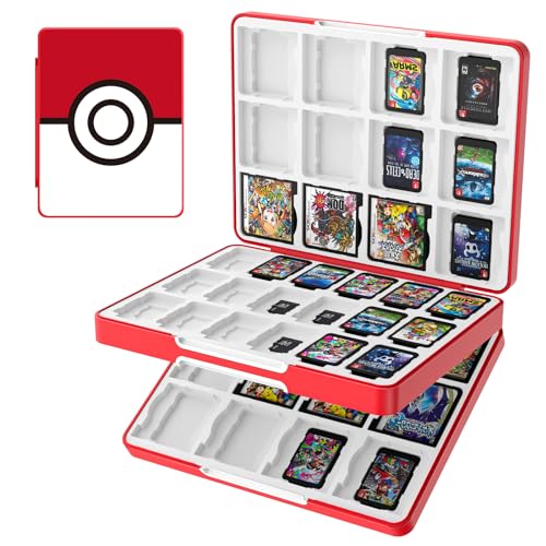 TiMOVO 60 Game Card Case for Switch OLED/Switch, 60 Slots Switch Game Holder Cartridge For 24 3DS/3DSXL/DS/DSi Cards & 60 Switch & 36 SD Cards, 3 in 1 Portable Game Storage Box Case, White Circle