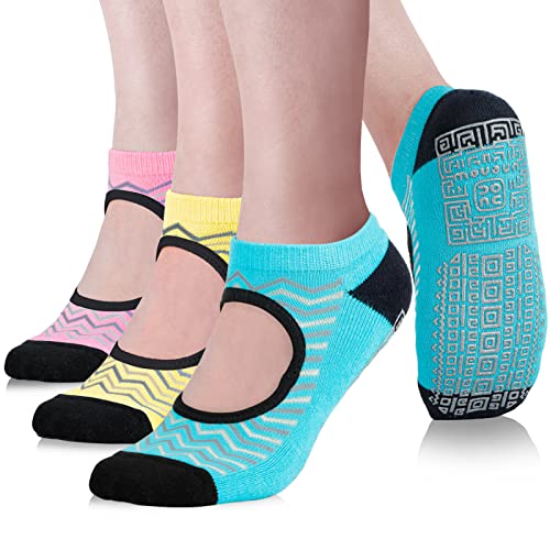 unenow Non Slip Grip Yoga Socks for Women with Cushion for Pilates, Barre, Home