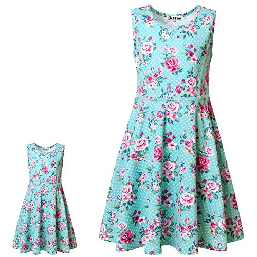 Sleeveless Flower Dresses for Little Girls Floral Casual Summer Sun Dresses 6-7 Years