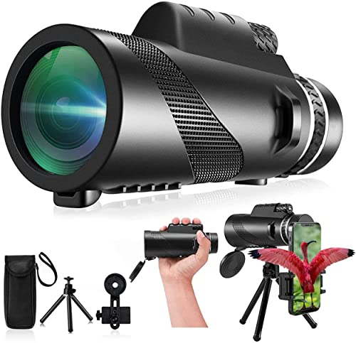 New 2024 Monocular-Telescope 80x100 High Powered Monocular with Smartphone Adapter Tripod-BAK4 Prism Monocular for Adults Bird Watching/Wildlife/Hunting/Camping/Travelling