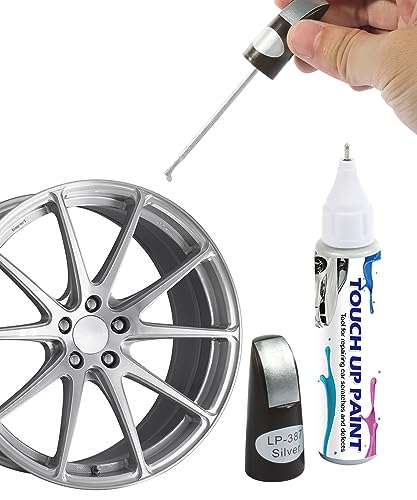 Zlirfy Car Touch Up Fill Paint Pen,Car Wheel Scratch Fix Rim Touch Up Paint Rim Scratch Repair Pen,Two-In-One Wheel Repair Paint,Car Wheel Scratch Remove,Used for Fix Rim Scratches,Surface Damage (Silver)