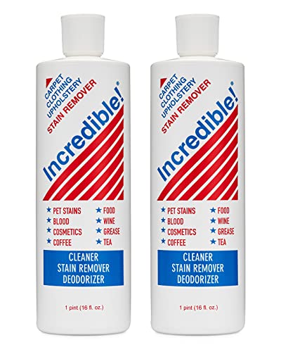 Incredible! Stain Remover - Stain Remover for Clothes, Laundry, Carpets, Mattress & Upholstery, Removes Most Household Stains - Pet Stains, Urine, Odors, Red Wine, Grease, Ink & Coffee! 16.oz (2 Pack)