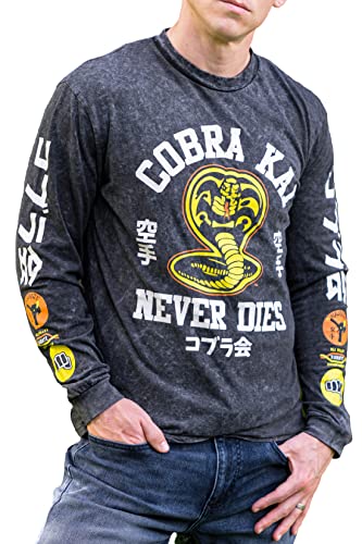 Ripple Junction Cobra Kai Men's Long Sleeve T-Shirt 3XL Vintage Black Never Dies Officially Licensed