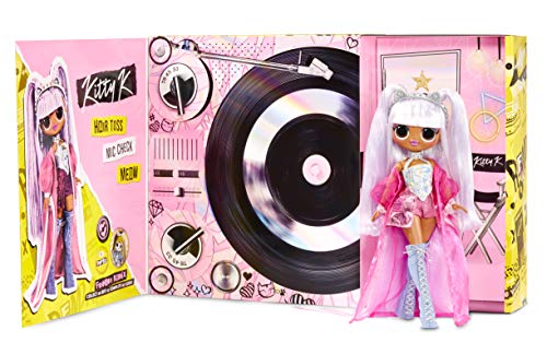 LOL Surprise OMG Remix Kitty K Fashion Doll – with 25 Surprises, Plays Music, Extra Outfit, Shoes, Hair Brush, Stand, Lyric Magazine, and Record Player Package - For Girls Ages 4+