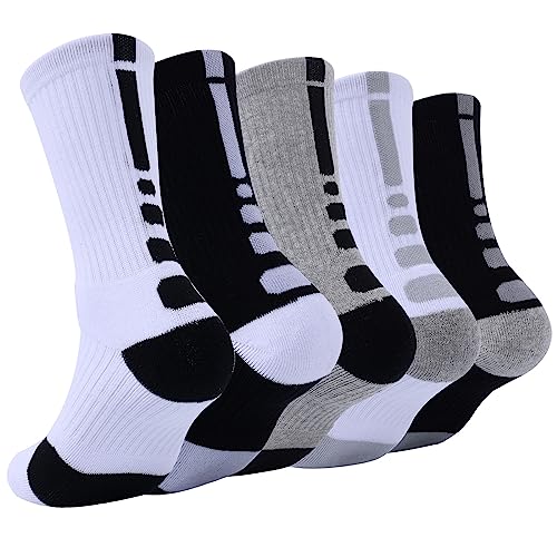 Speum Men's Athletic Socks, Wear-resistant Ankle Protection Running Socks for Men with High Elasticity and Breathable(5 pairs)