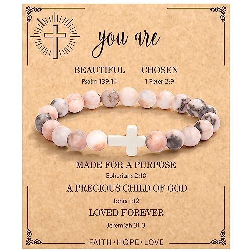 Christian Gifts for Women, Easter Baptism Gifts for Girls Teen, First Communion Confirmation Gifts Religious Cross Bracelet Catholic Gifts for for Teenage