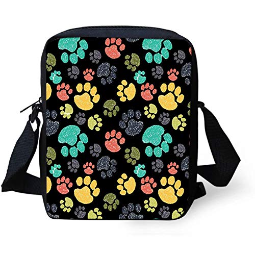 COEQINE Colorful Dog Paws Printed Sling Bags for Women Girls,Stylish Crossbody Shoulder Satchel Casual Travel Backpack Mini Shoulder Bag