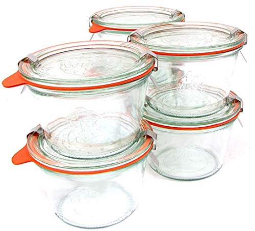 Weck 741 - 0.25 Liter Mold Jars with Lids - 6 Rings and 12 Clamps