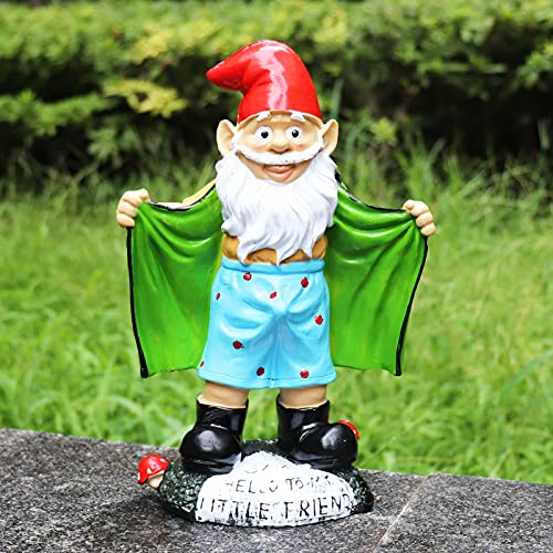 Tirifer Funny Blue 8.3inch Garden Gnome, Polyresin Outdoor Sculpture for Lawn Yard Balcony Patio