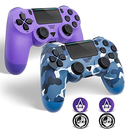 Qyszy88 2 Pack Wireless Controller Compatible with Playstation 4/Slim/Pro/PS4，with Double Shock/Stereo Headset Jack/Touch Pad/Six-axis Motion Control